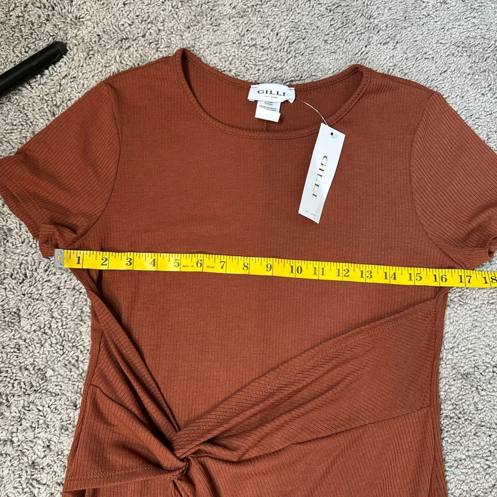 Nwt Chocolate brown ribbed asymmetrical faux‎  Dress